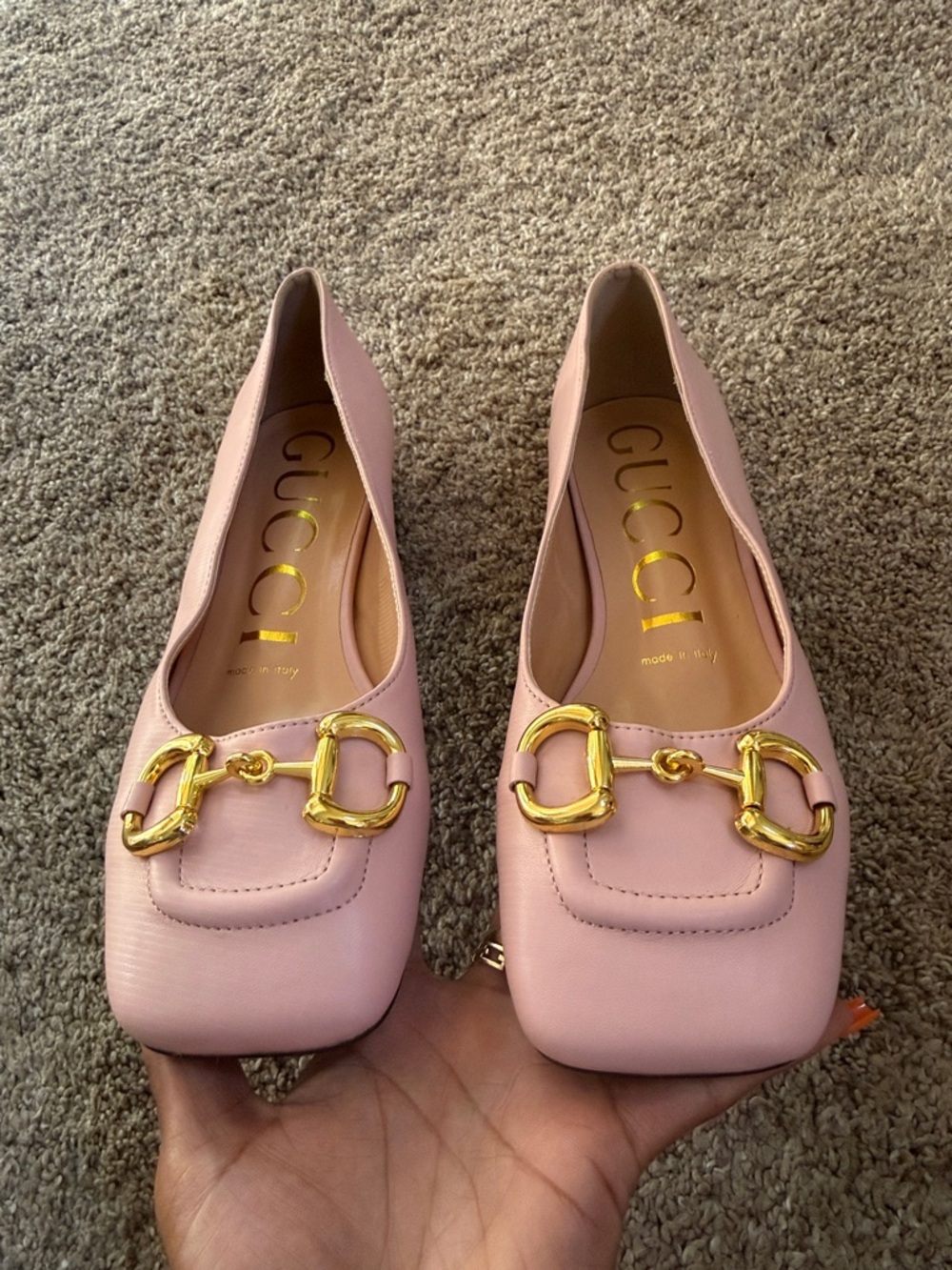 Gucci Blush Pink Horsebit Square Toe Pumps - Picture 3 of 17